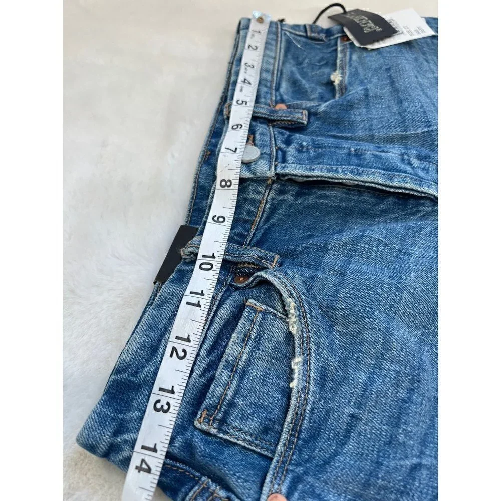NWT BLANKNYC Size 27 Button Fly Raw Hem Long Denim Shorts MSRP $78